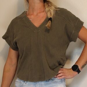 Madewell corduroy short sleeve crop tee